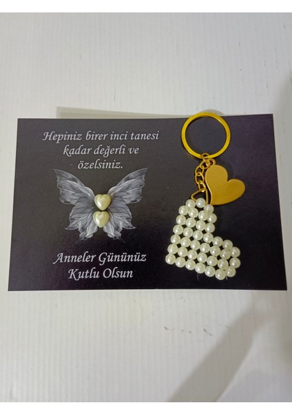 15 Adet Anneler Günü Hediyesi Inci Kalp Küpe ve Inci Kalp Anahtarlık fiyatları