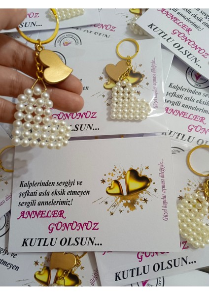 10 Adet Kalp Inci Anahtarlık