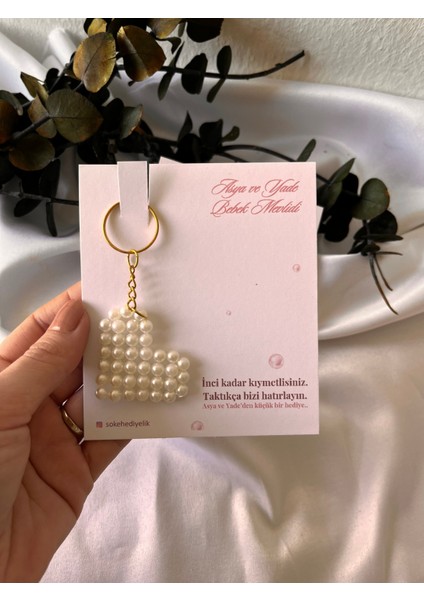 Incili Kalp Anahtarlık 25 Adet