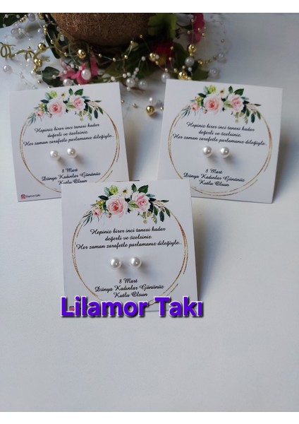 10 Adet 8 Mart Dünya Kadınlar Günü Hediyesi Inci Küpe