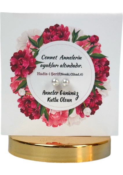 Anneler Günü Hediyesi Hadis-I Şerifli 15 Çift Inci Küpe ve Kartları fiyatları