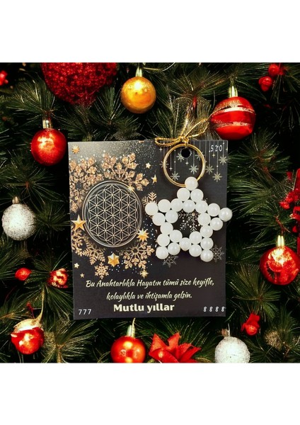 10 Adet Inci Anahtarlık Hediyeli Yılbaşı Tebrik Kartı Yeni Yıl Hediyesi modelleri