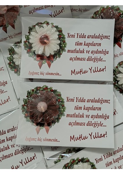 10 Adet Kırmızı-Beyaz Papatya Mum