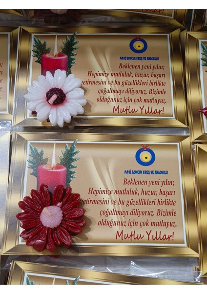 10 Adet Kırmızı-Beyaz Papatya Mum modelleri