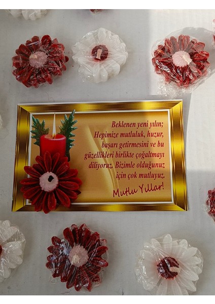 10 Adet Kırmızı-Beyaz Papatya Mum fırsatları