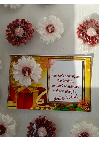 10 Adet Kırmızı-Beyaz Papatya Mum indirimleri