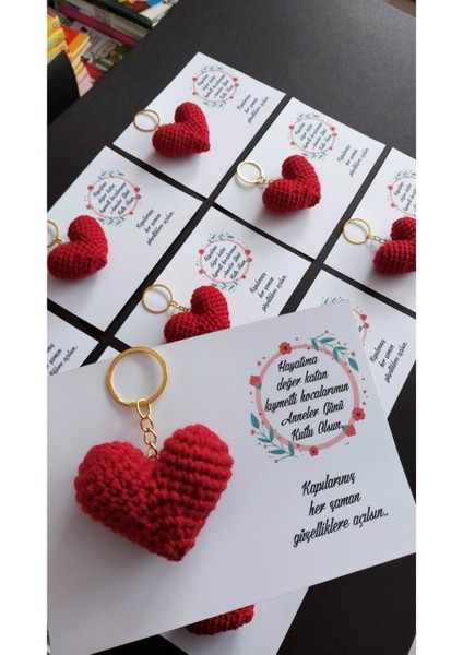10 Adet Amigurumi Kırmızı Kalp Anahtarlık Öğretmenler Anneler Günü Sevgililer Günü Yılbaşı Hediyesi modelleri