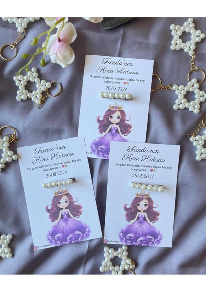 20 Adet Hediyelik Inci Toka Kına Hatırası Kartı - Kişiye Özel Tasarım Imkanı fiyatları