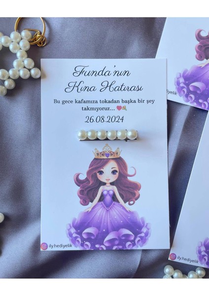 20 Adet Hediyelik Inci Toka Kına Hatırası Kartı - Kişiye Özel Tasarım Imkanı modelleri