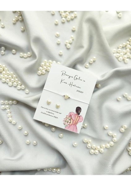 20 Adet Hediyelik Kına Hatırası ve Inci Toka Kalpli Şans Bilekliği