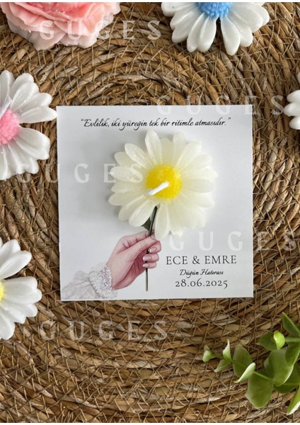 10 Adet Özel Tasarlanmış Kart ve Mum. Düğün, Nişan, Nikah, Söz, Doğum Günü, Nikah Şekeri Hediyelik modelleri