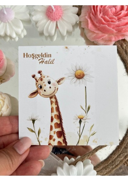 20 Adet Özel Tasarlanmış Kart ve Papatya Mum. Bebek Doğum, Babyshower, Doğum Günü, Hediyelik modelleri