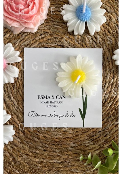 10 Adet Özel Tasarlanmış Kart ve Mum. Düğün, Nişan, Nikah, Söz, Doğum Günü, Nikah Şekeri Hediyelik fiyatları