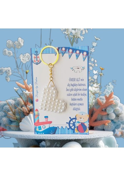 20LI Diş Buğdayı Hediyeliği Kalp Anahtarlık Ayıcık Kart Diş Hediği Hatırası Ilk Dişim Çıktı Ayıcık