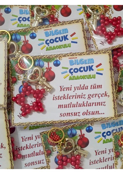 15 Adet Noel Hediyelik Kilit Aparatlı Kırmızı Inci Yıldız Anahtarlık fiyatları