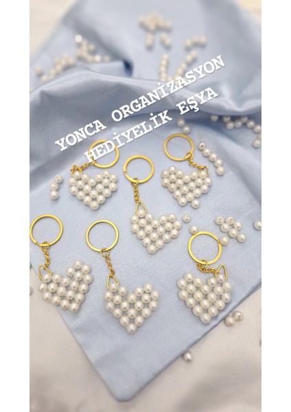 50 Adet Fıyatıdır.beyaz Inci Kalp Anahtarlık Tum Ozel Gunlerinizde Dağıtabileceğiniz Hedıyelıktir.