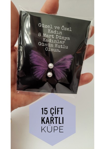 Hediyelik Inci Küpe 8 Mart Dünya Kadınlar Gunu,15 Cift Kartli Inci Küpe modelleri