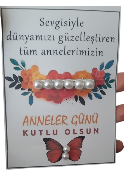 Anneler Günü Hediyesi, Kartlı Inci Toka ve Inci Küpe 5 Paket modelleri