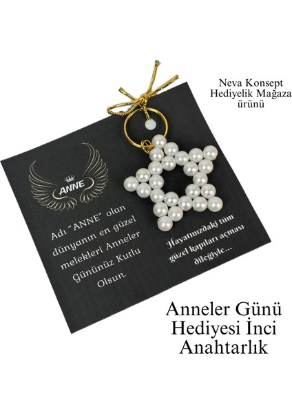 Anneler Günü Hediyesi Inci Anahtarlık ve Kartı 10ADET