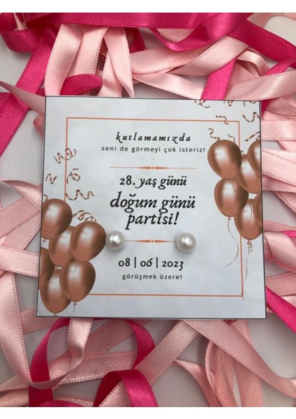 Doğum Günü Parti Hediyeliği Inci Küpe Hediyelik 50 Adet