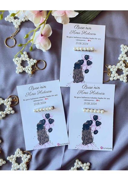 20 Adet Hediyelik Inci Toka Kına Hatırası Kartı - Kişiye Özel Tasarım Imkanı modelleri