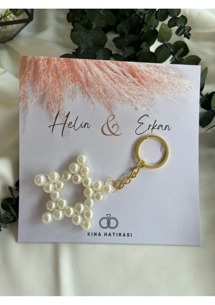 Kına Hediyeliği - Inci Yıldız Anahtarlık. (15 Adet)