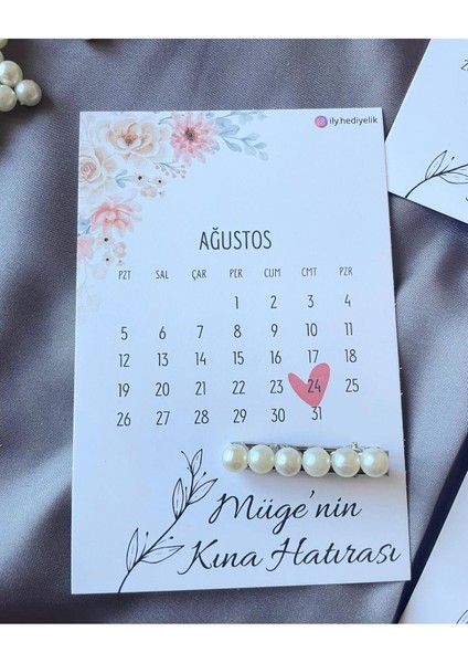20 Adet Hediyelik Inci Toka Kına Hatırası Kartı - Kişiye Özel Tasarım Imkanı fiyatları