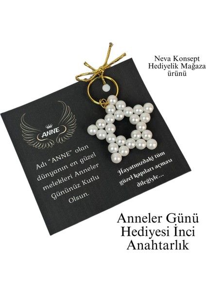 Anneler Günü Hediyesi Inci Anahtarlık ve Kartı 100 Adet
