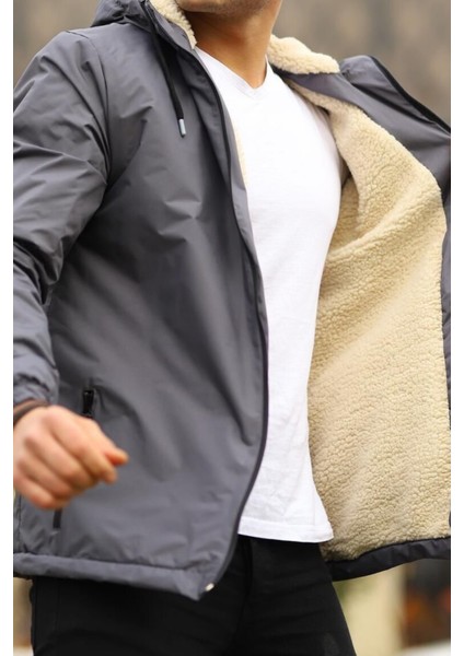 Erkek Dar Füme Içi Peluş Kürk Rüzgarlık & Yağmurluk