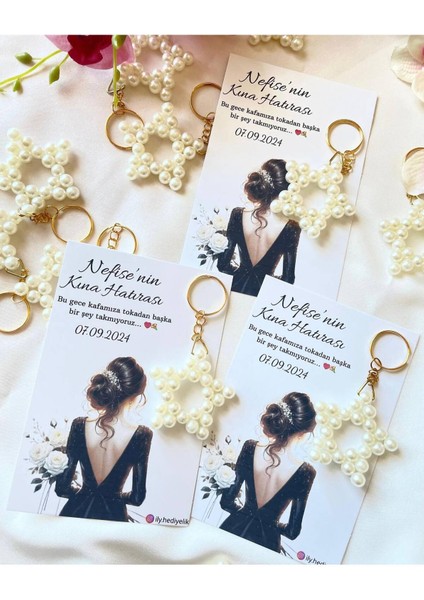 20 Adet Hediyelik Yıldız Anahtarlık Kına Hatırası Kartı