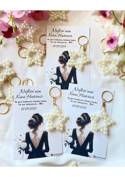 20 Adet Hediyelik Yıldız Anahtarlık Kına Hatırası Kartı modelleri