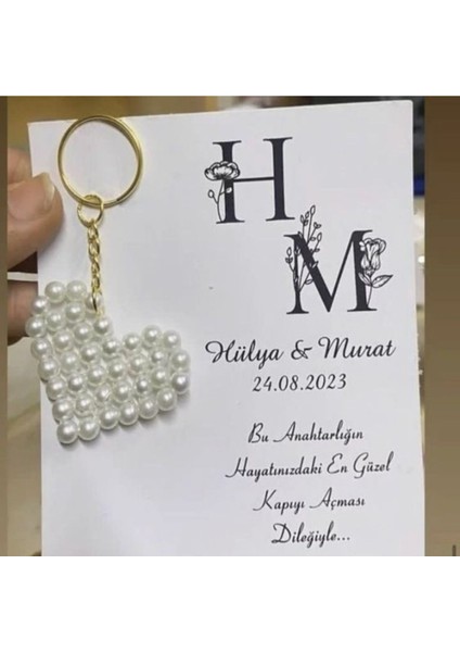 15 Adet Inci Kalp Anahtarlık Nikah Şekeri, Doğum, Sünnet, Düğün Nişan Söz, Kına, Hediyelik