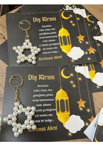 10 Adet Ramazan, Kadir Gecesi Hediyeliği Inci Yıldız Anahtarlı Kart Iftar, Diş Kirası Hediyeliği modelleri