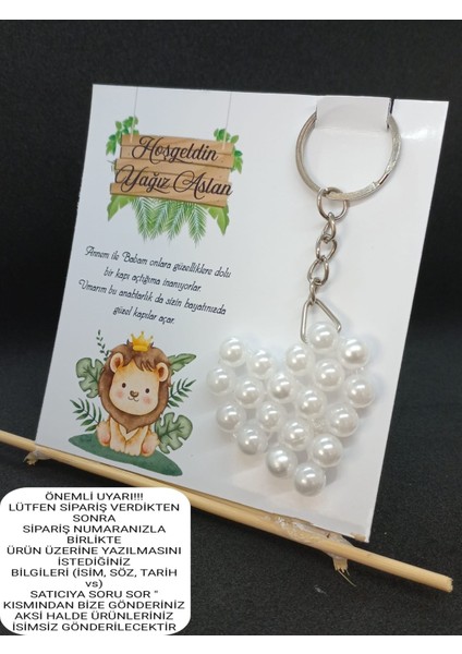 Yenidoğan Mevlid Doğum Günü Hediyelik Inci Kalp Anahtarlık (24 Adet)