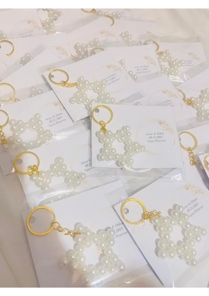 Incili Yıldız Model Hediyelik Anahtarlık Söz/nişan/nikah/doğum Günü/kına 20 Adet