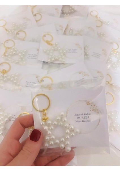 Incili Yıldız Model Hediyelik Anahtarlık Söz/nişan/nikah/doğum Günü/kına 20 Adet fiyatları