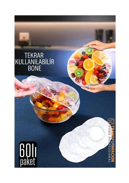 Bx Esnek Kase Bonesi – 60 Adet, 25 Cm’e Kadar Uyumlu, Tekrar Kullanılabilir Tabak Bone