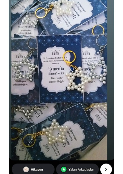 Sünnet Hatırası 15 Adet Yıldız Inci Anahtarlık