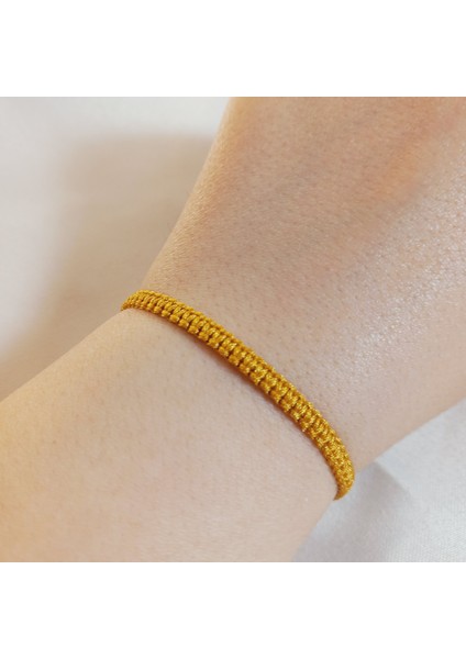 Altın Makrome Bileklik - Sörfçü Bileklik - Unisex El Yapımı Makrome Asansörlü Ayarlanabilir Hediyelik - Ip Bileklik - Makrome Bileklik - Örgü Bileklik - Gold Altın Bileklik
