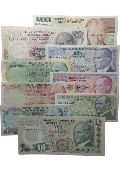 6. 7. Emisyon 9 Adet Çil Türk Lirası Kağıt Koleksiyon Para . Numismatik, Antikalar, Hobi Hediye