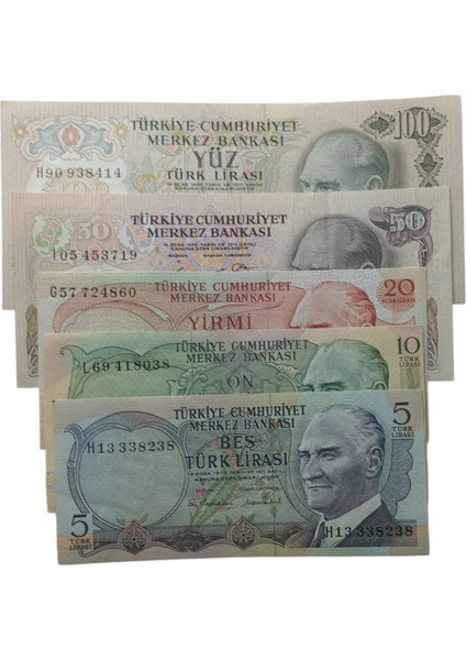 6. Emisyon 5 Li Set Çil Türk Lirası Kağıt Koleksiyon Para . Numismatik, Antikalar, Hobi Hediye fiyatları