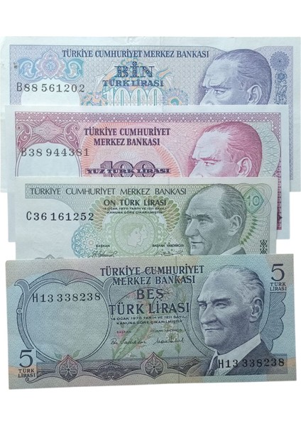 6. 7. Emisyon 4 Adet Çil Türk Lirası Kağıt Koleksiyon Para . Numismatik, Antikalar, Hobi Hediye