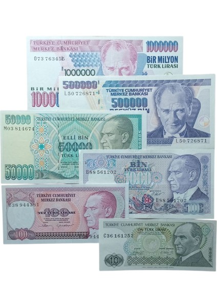 6. 7. Emisyon 6 Adet Çil Türk Lirası Kağıt Koleksiyon Para . Numismatik, Antikalar, Hobi Hediye