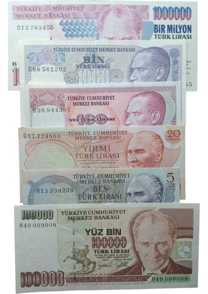 6. 7. Emisyon 6 Adet Çil Türk Lirası Kağıt Koleksiyon Para . Numismatik, Antikalar, Hobi Hediye