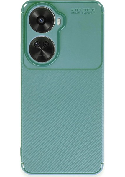 Huawei Nova 12 Se Kılıf Auto Focus Karbon Kapak - Koyu YEŞIL-(5796)