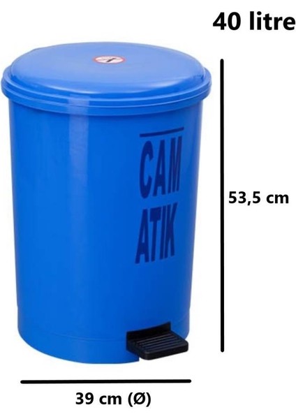 SY-4219 Mavi Cam Atık Kovası Pedallı Yuvarlak Iç Kovalı 40 Lt fiyatları
