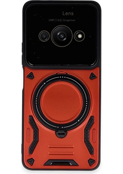 Xiaomi Poco C61 Kılıf Joy Lens Standlı Kapak - KIRMIZI-(5796)