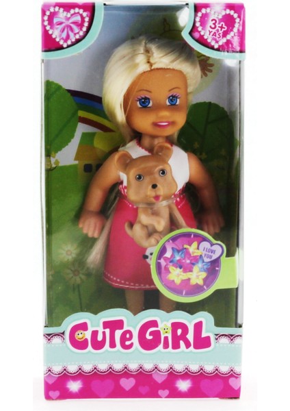 Cute Girl Kahverengi Köpekli ve Sarışın Mini Bebek fiyatları
