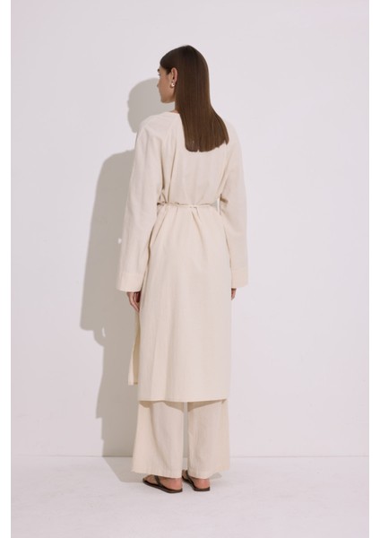 Dokulu Düğmeli Uzun Tunik Natural indirimleri