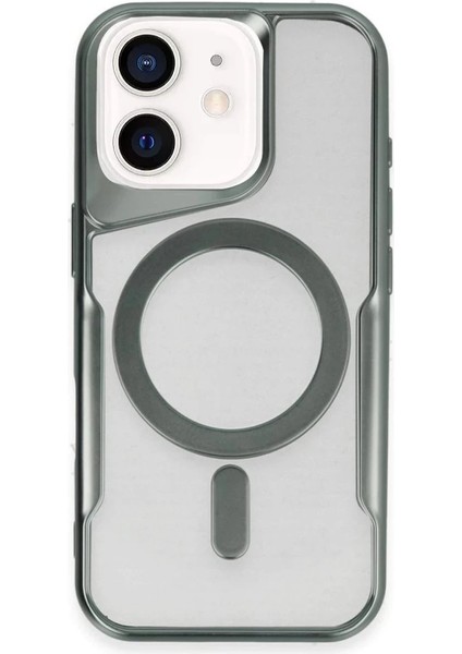 iPhone 11 Kılıf Boyi Magsafe Silikon Kapak - YEŞIL-(5796)